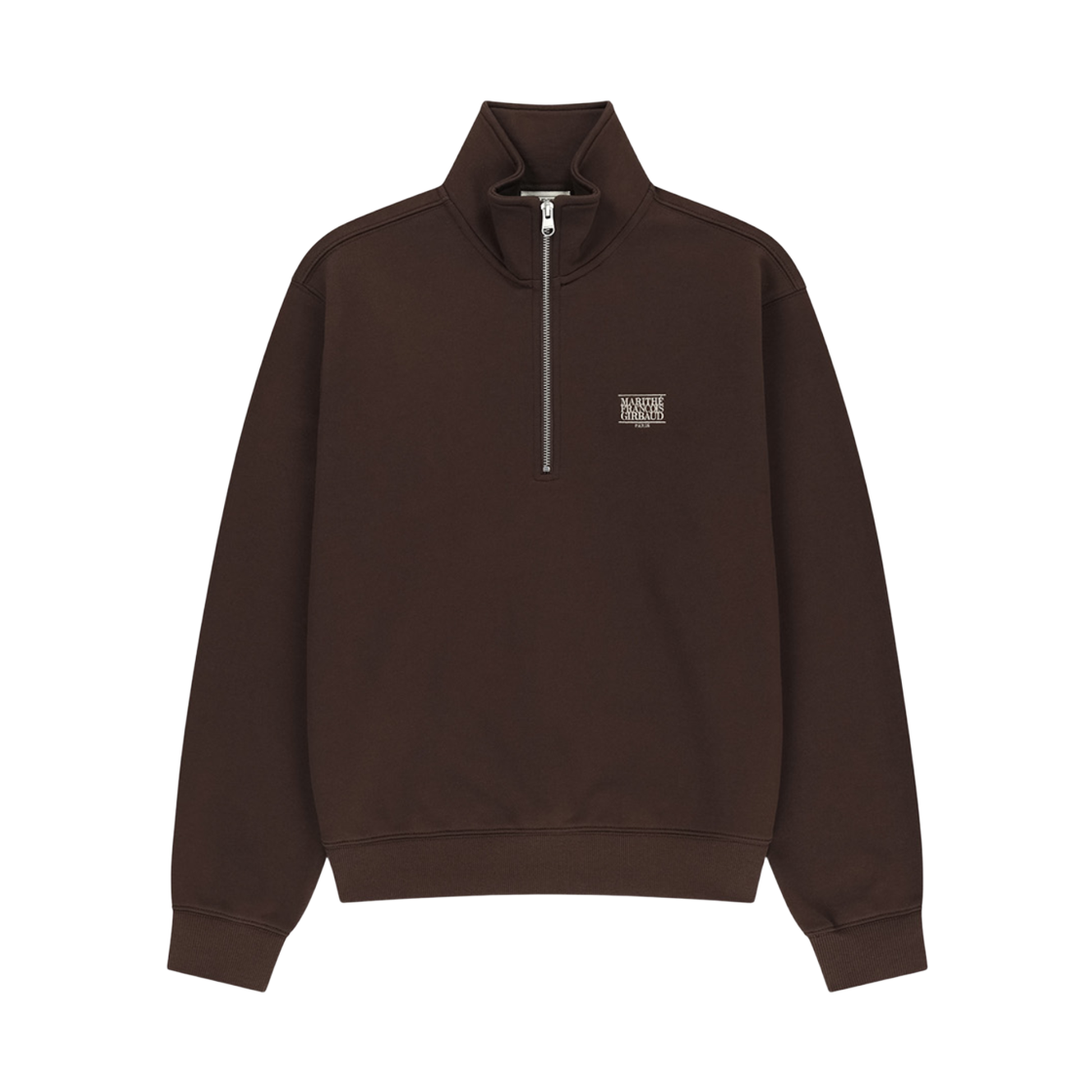 - Marithe Francois Girbaud Small Classic Logo Half Zip Up Sweatshirt Dark Brown