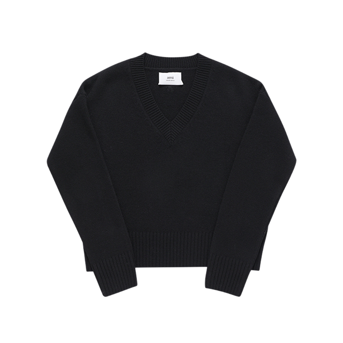 UKS234 KN0028 001 [15% 쿠폰] AMI Cropped V-Neck Sweater Black