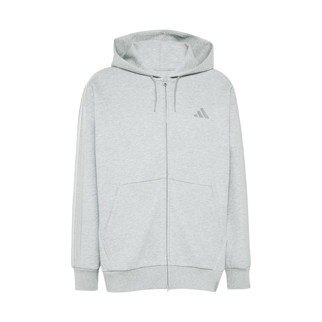 KV8346 Adidas Sportswear Essentials Plus Loose Fit 3-Stripes Contemporary Spacer Knit Full Zipper Hoodie Medium Grey Heather - US Sizing