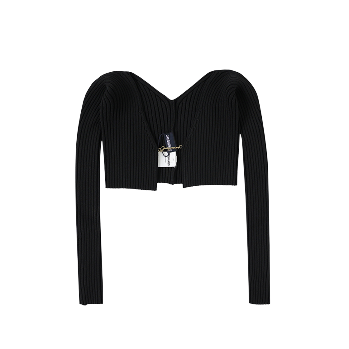213KN108-2190 990 [25% 쿠폰] (W) Jacquemus La Maille Pralu Micro Charm Logo Cardigan Black