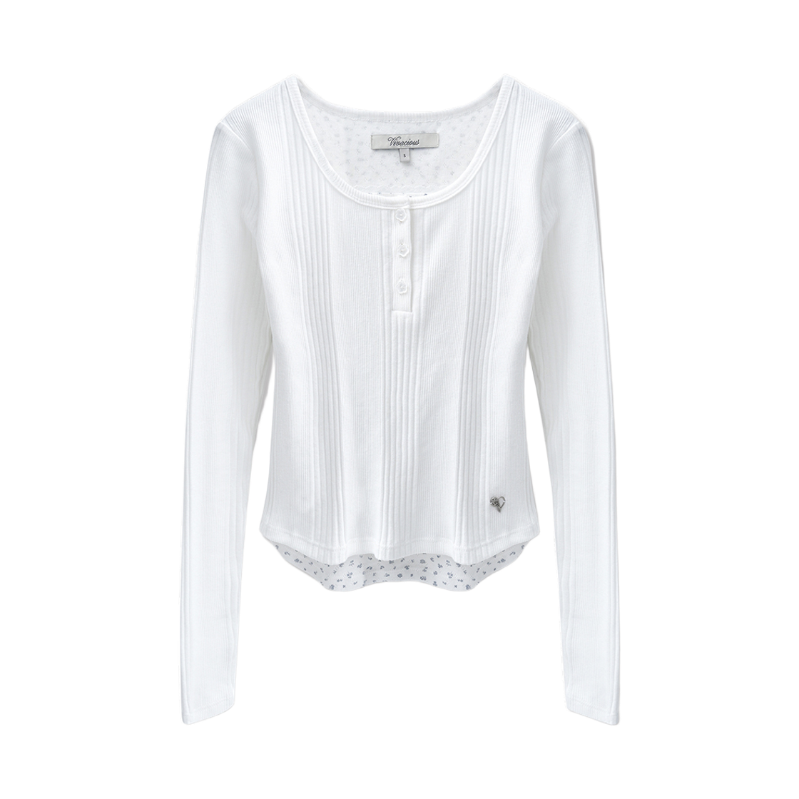비바셔스 뮤리엘 플라워 펀칭 레이어드 티 아이보리(VIVACIOUS Murielle Flower Punching Layered Short Sleeve Tee IVORY) - 2