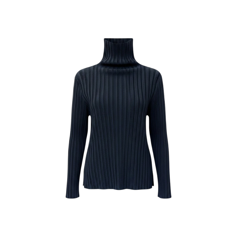 ITS7LQ658AIL Issey Miyake Pleats Please Midnight Blue Turtleneck Top