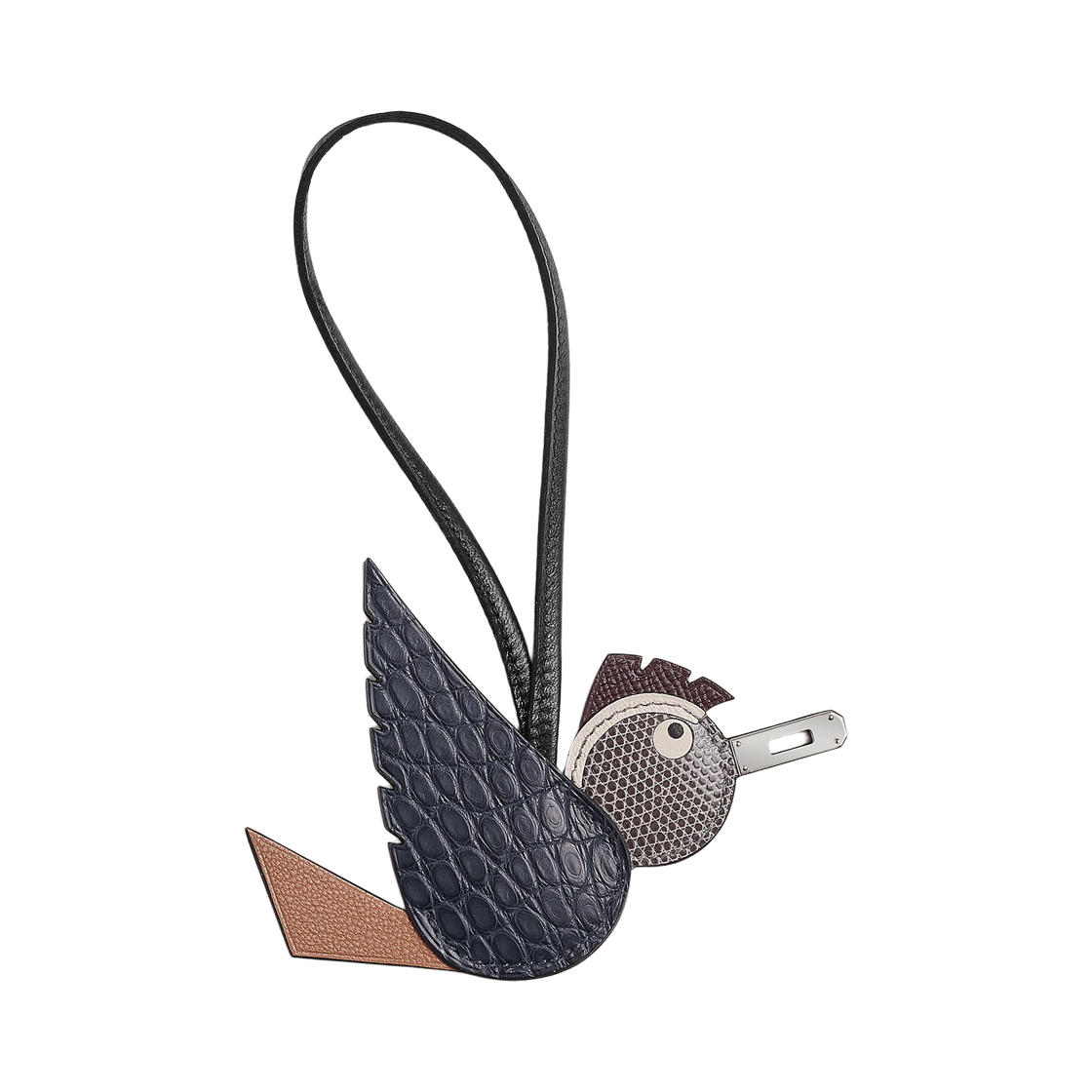 H083886CKAA Hermes Birdy Bag Charm Milo Lambskin Epsom Calfskin & Palladium Bleu de Malte Quebracho Gris Agate Rouge Sellier Noir