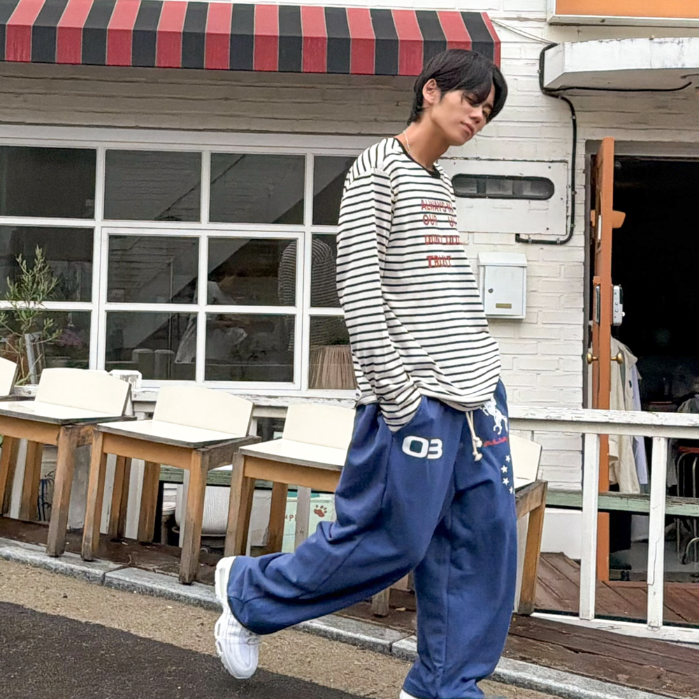 아모우 홀스 스웻 팬츠 블루(AMOU Horse Sweat Pants Blue) - 6