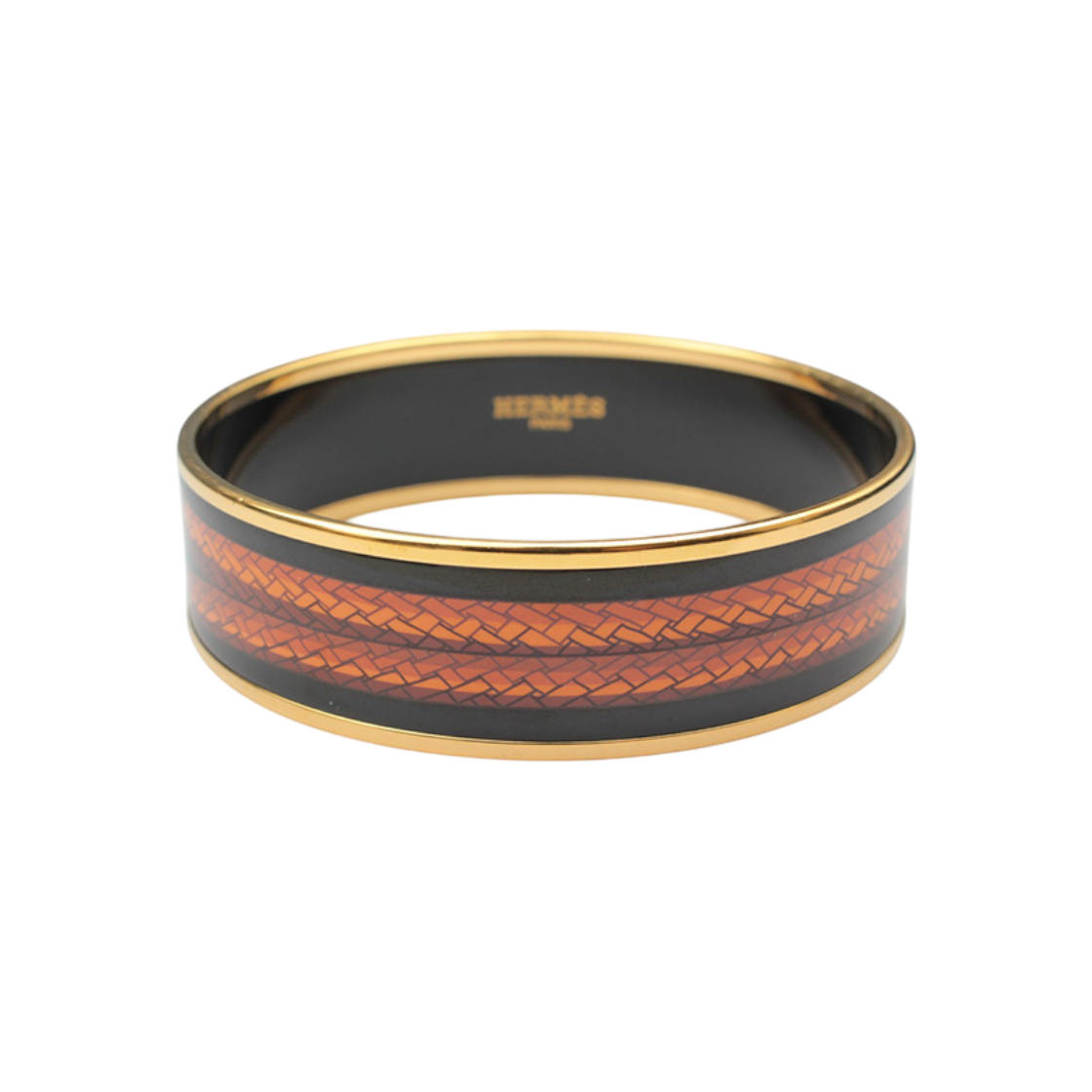 ITFKAHJSJ9Q4 Hermes Two-Tone Woven Pattern Gold Bangle
