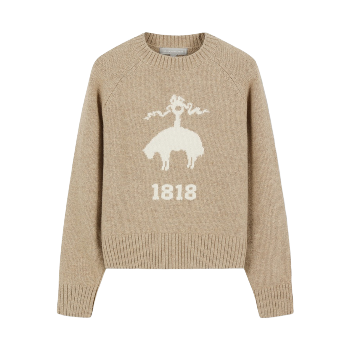 BBWRWBG403-ZBE BrooksBrothers Women's Golden Fleece Jacquard Sweater Beige