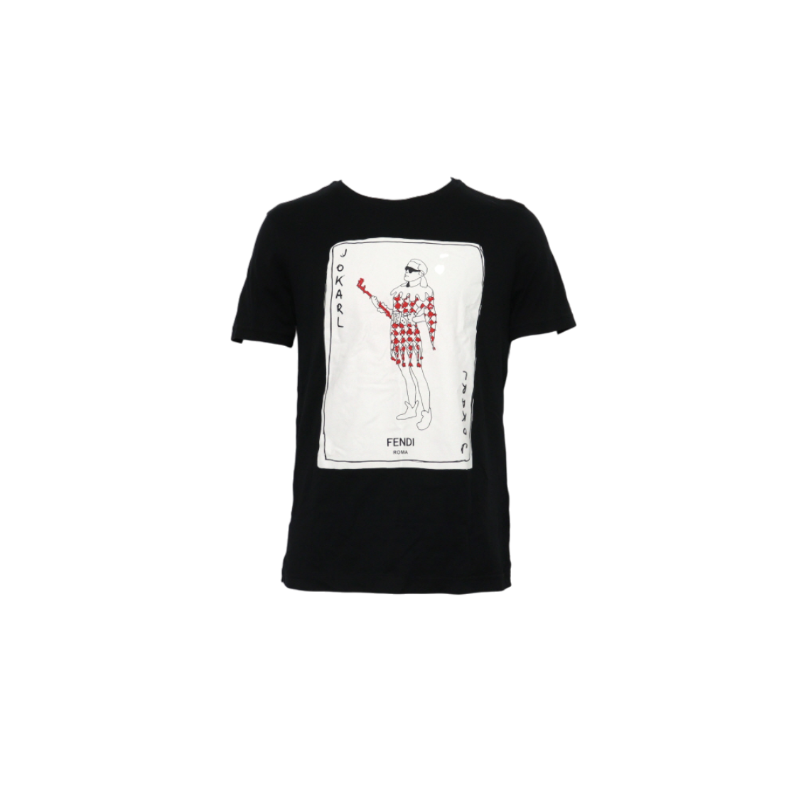 ITSJQWGFRVOV Fendi Black Cotton Jokarl Print Short Sleeve T-Shirt