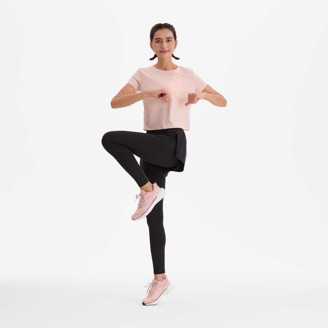 데카트론 여성 러닝 크롭 반팔 티 런 드라이 500 쿼츠 핑크(Decathlon Women's Running Cropped Short Sleeve T-Shirt Run Dry 500 Quartz Pink) - 5