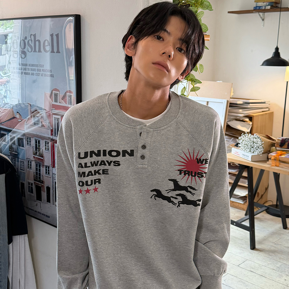 아모우 썬 홀스 헨리넥 그레이(AMOU Sun Hosre Henley Neck Gray) - 5
