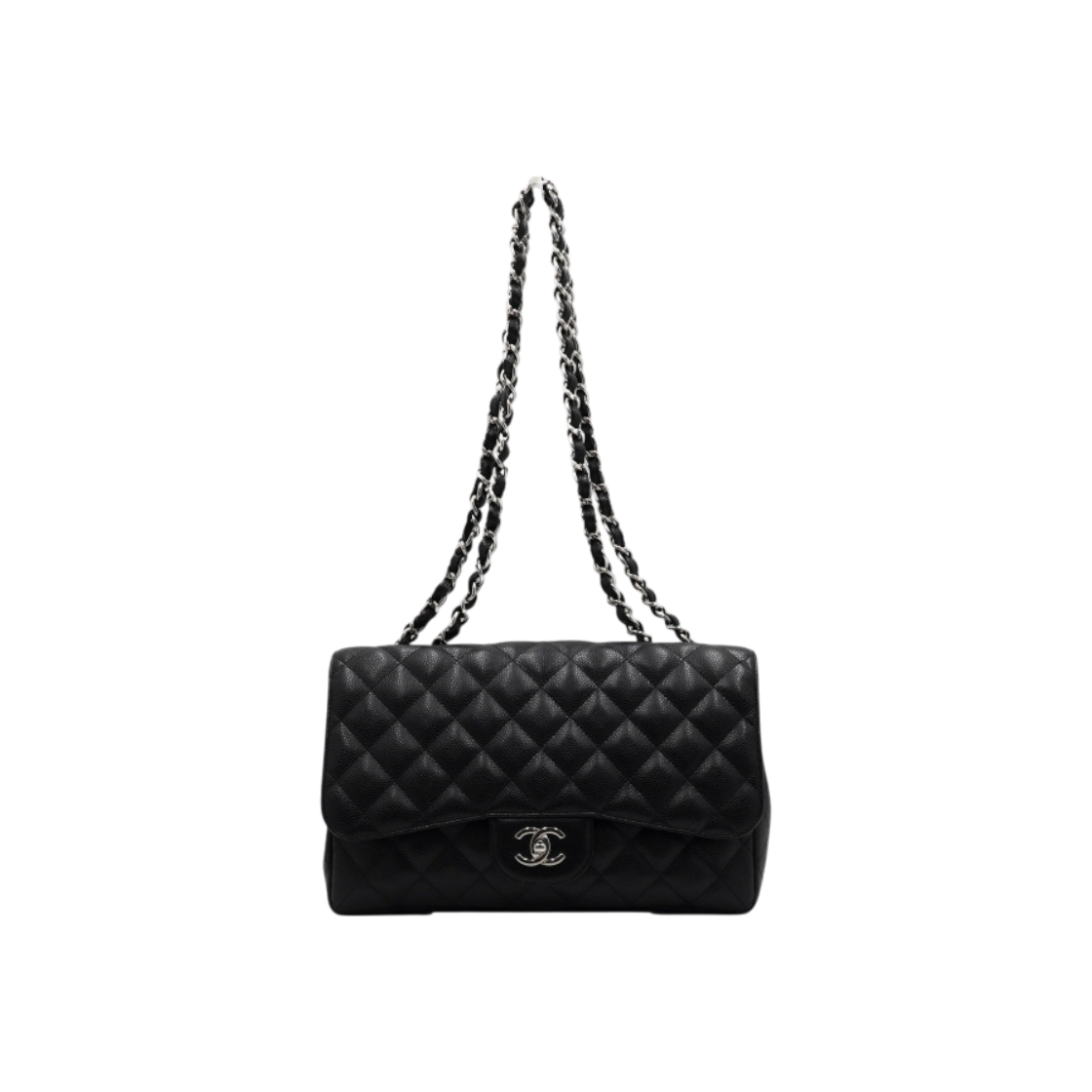 ITDVJ3F4HIJO Chanel Black Caviar Classic Jumbo One Flap Shoulder Bag