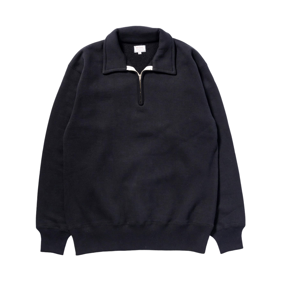 MC24115-030 The Real McCoy's Joe Mccoy 10 oz. Loopwheel 1/4 Zip Sweatshirt Black