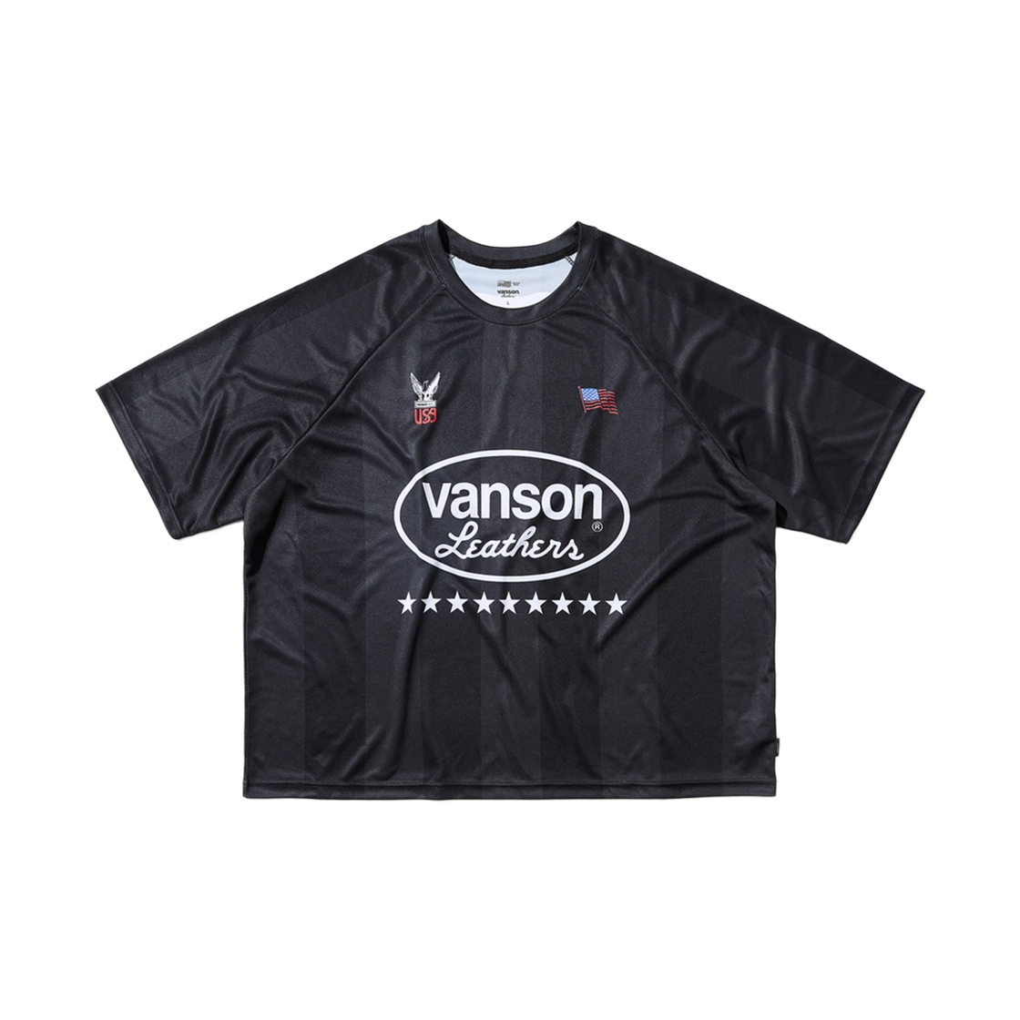 벤슨 레더 백 본 풋볼 저지 티셔츠 / 블랙 & 화이트(Vanson Leathers Back Bone Football Jersey T-Shirt / Black & White)
