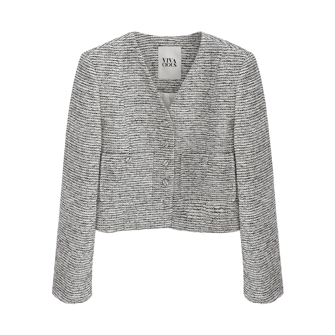 비바셔스 솨 크롭 트위드 자켓 아이보리(VIVACIOUS Soie Crop Tweed Jacket IVORY)