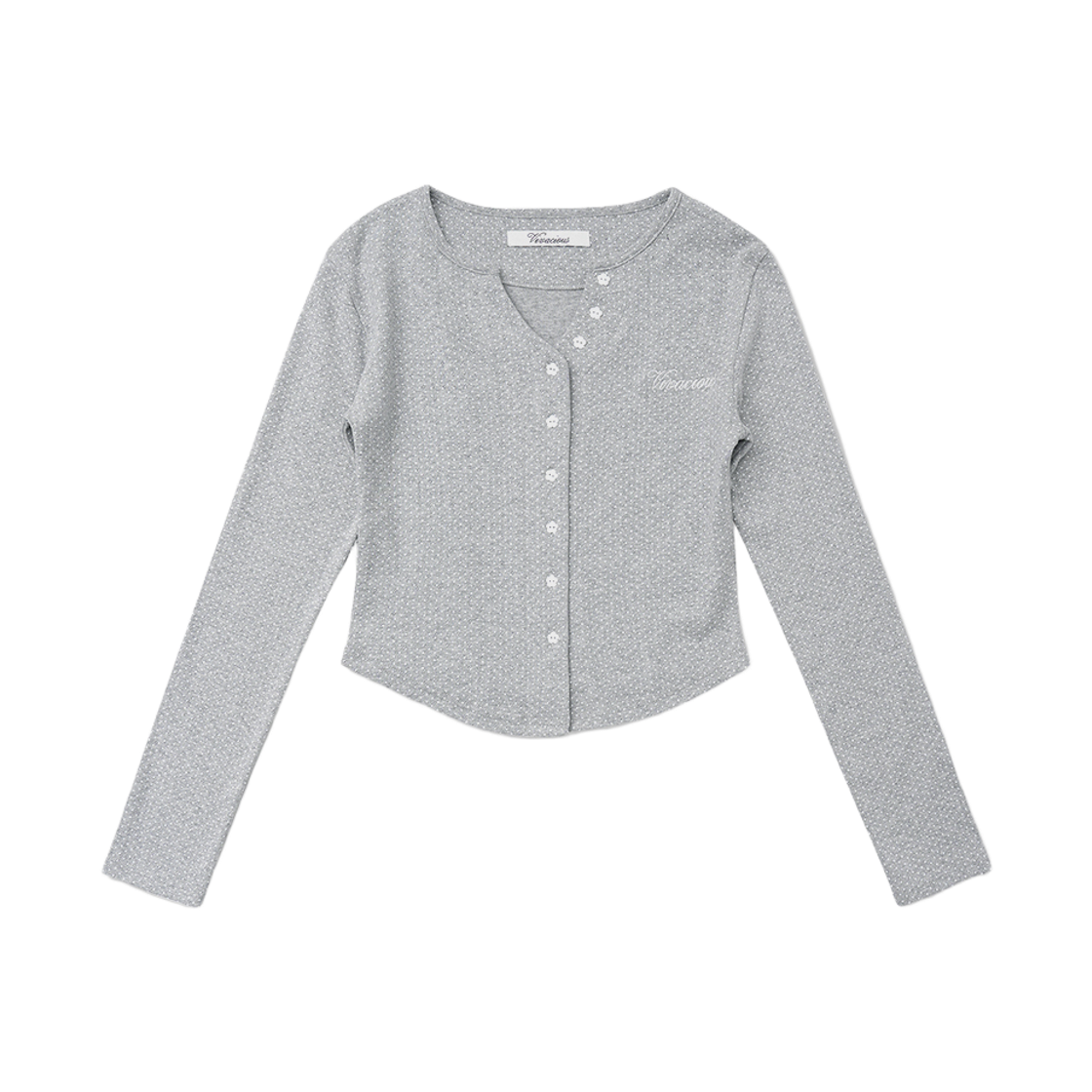 비바셔스 카미유 플라워 버튼 가디건 그레이(비바셔스 Camille Flower Button Cardigan GREY)