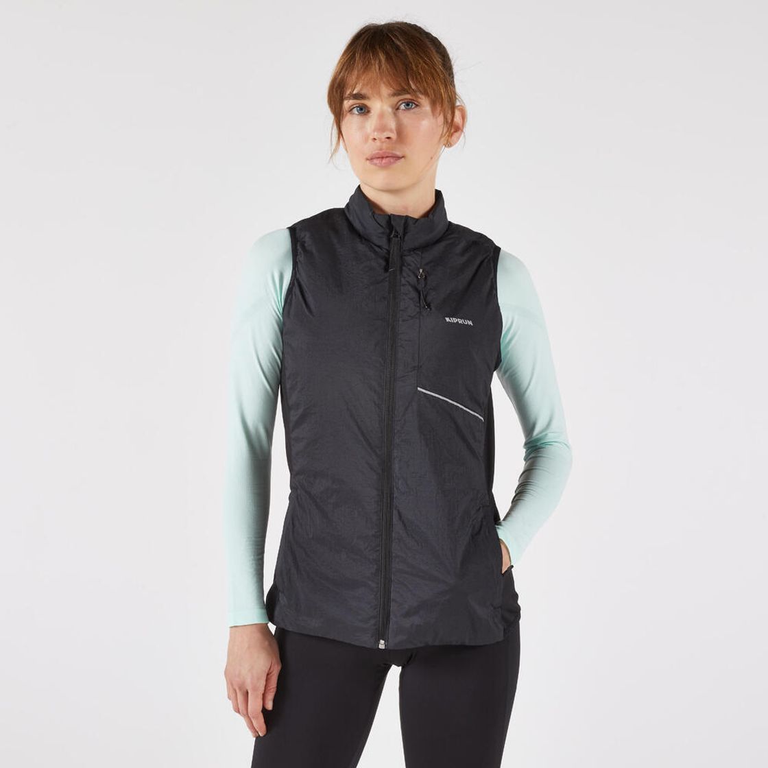 데카트론 여성 러닝 패딩 베스트 런 웜 500 스모크 블랙(Decathlon Women's Running Padded Vest Run Warm 500 Smoke Black) - 2