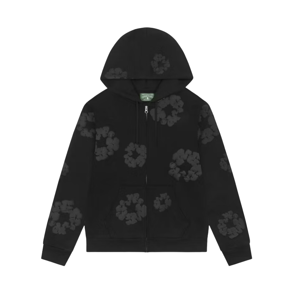 - Denim Tears Mono Cotton Wreath Zip Hoodie Black