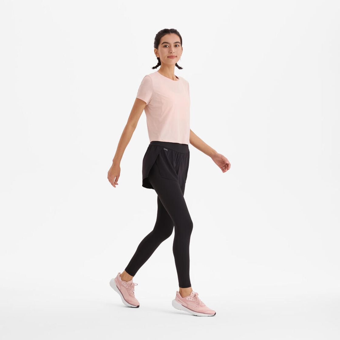 데카트론 여성 러닝 크롭 반팔 티 런 드라이 500 쿼츠 핑크(Decathlon Women's Running Cropped Short Sleeve T-Shirt Run Dry 500 Quartz Pink) - 6