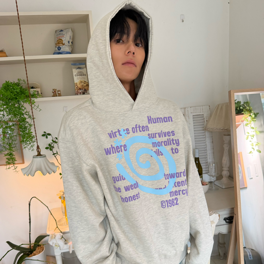 아모우 몰리 레터링 후디 오트밀(AMOU Molly Lettering Hoodie Oatmeal) - 6