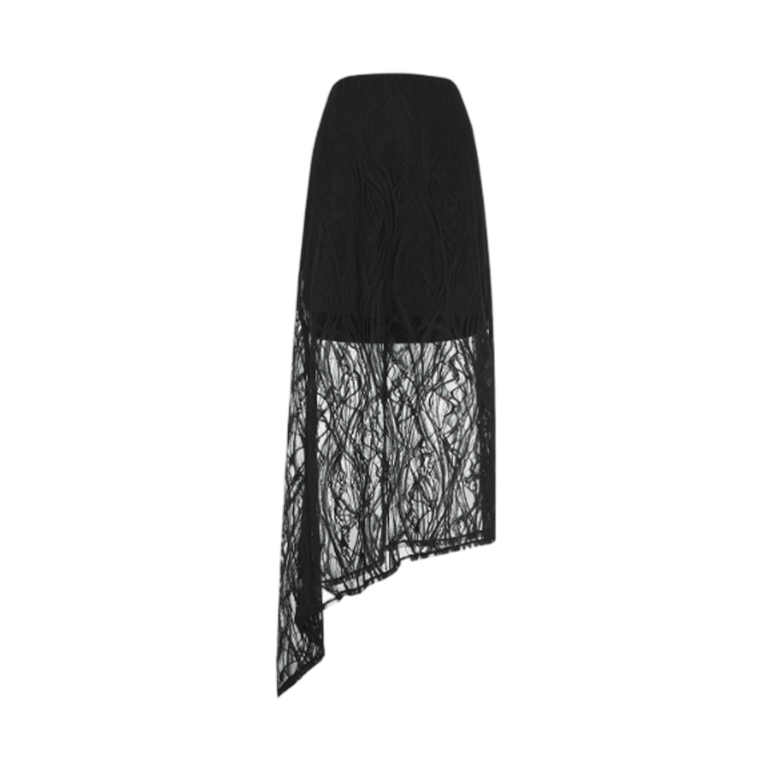 (W) 게스 레이스 미디스커트 블랙((W) GUESS Lace Midi Skirt Black)
