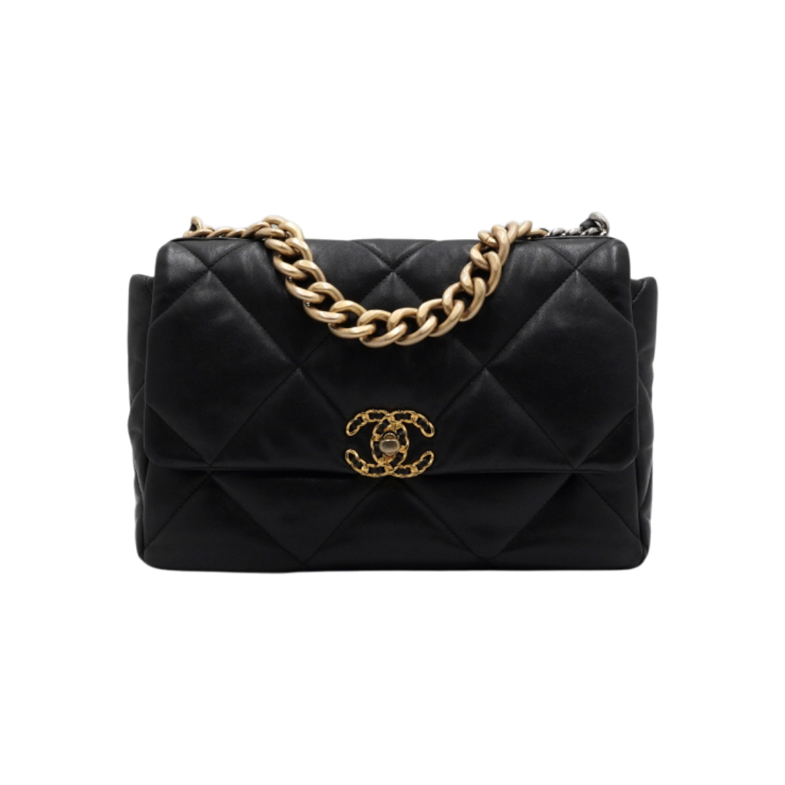 ITM34QPKNAPM Chanel Black Chanel 19 Large Flap Chain Tote Bag