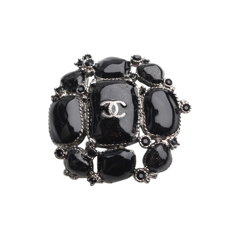 ITNJ9WWQ6ABE Chanel Black Enamel CC Chain Brooch