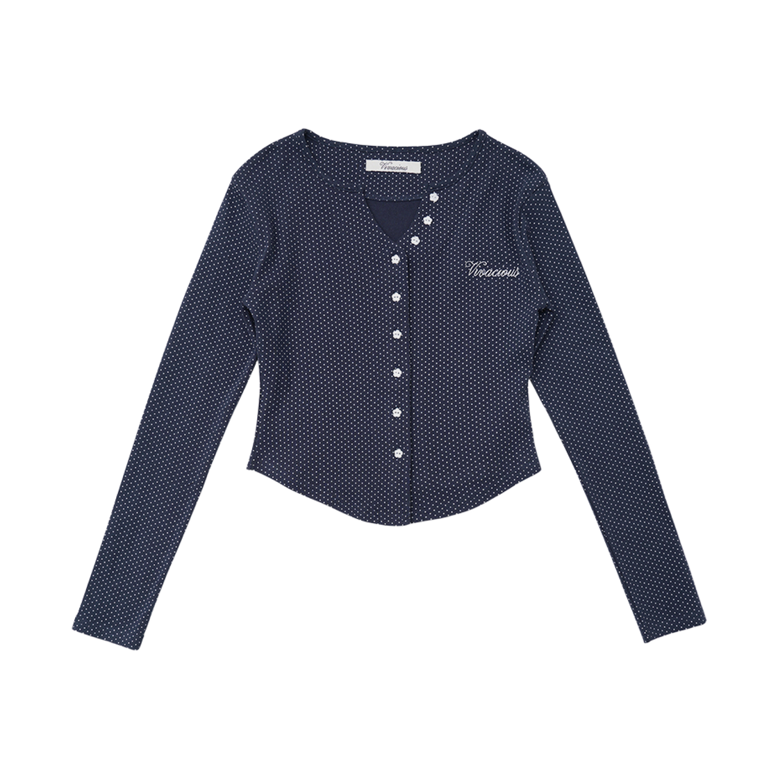 비바셔스 카미유 플라워 버튼 가디건 네이비(비바셔스 Camille Flower Button Cardigan NAVY)