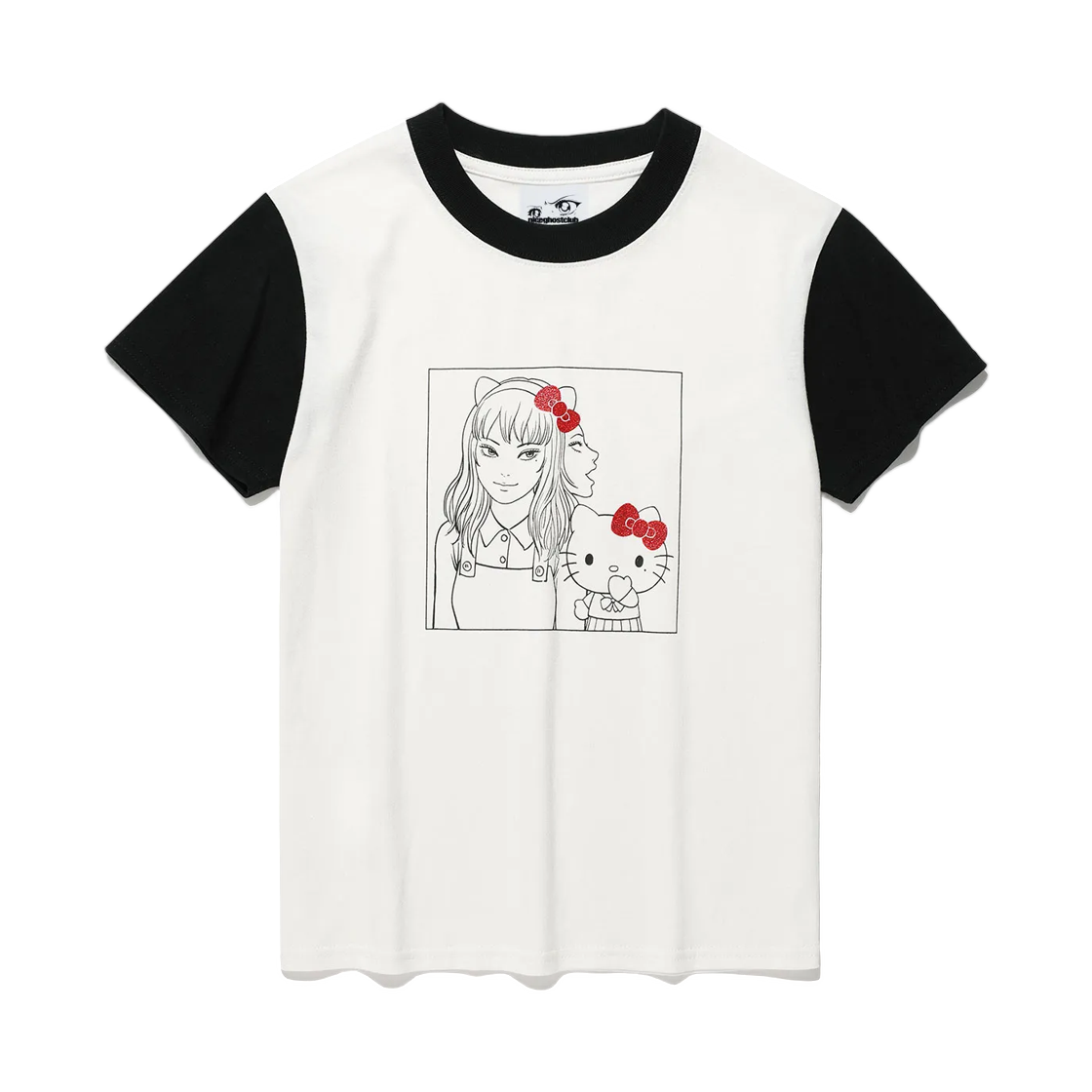 NG2GMFT543GWH Niceghostclub x Junji Ito x Sanrio Tomie Hello Kitty Mini T-Shirt