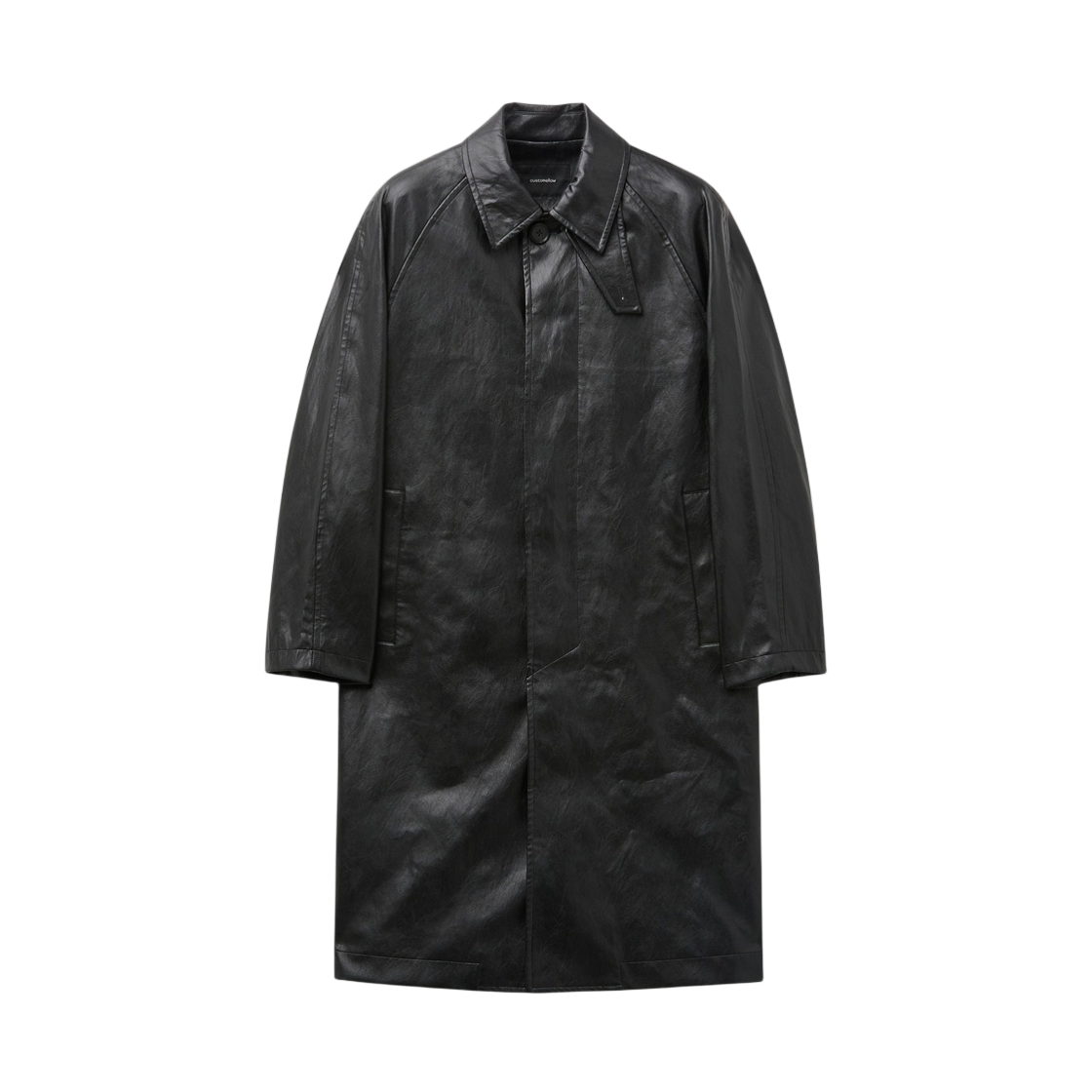 CWCAA26511BKX Customellow Faux Leather Balmacaan Coat Black
