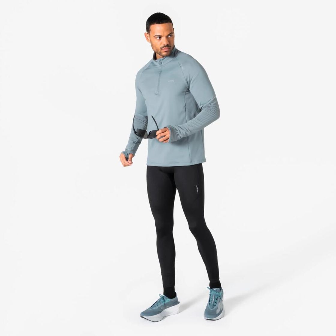 데카트론 남성 하프집 러닝 긴팔 티 런 웜 500 리버 그레이(Decathlon Men's Half-Zip Running Long Sleeve T-Shirt Run Warm 500 River Grey) - 5