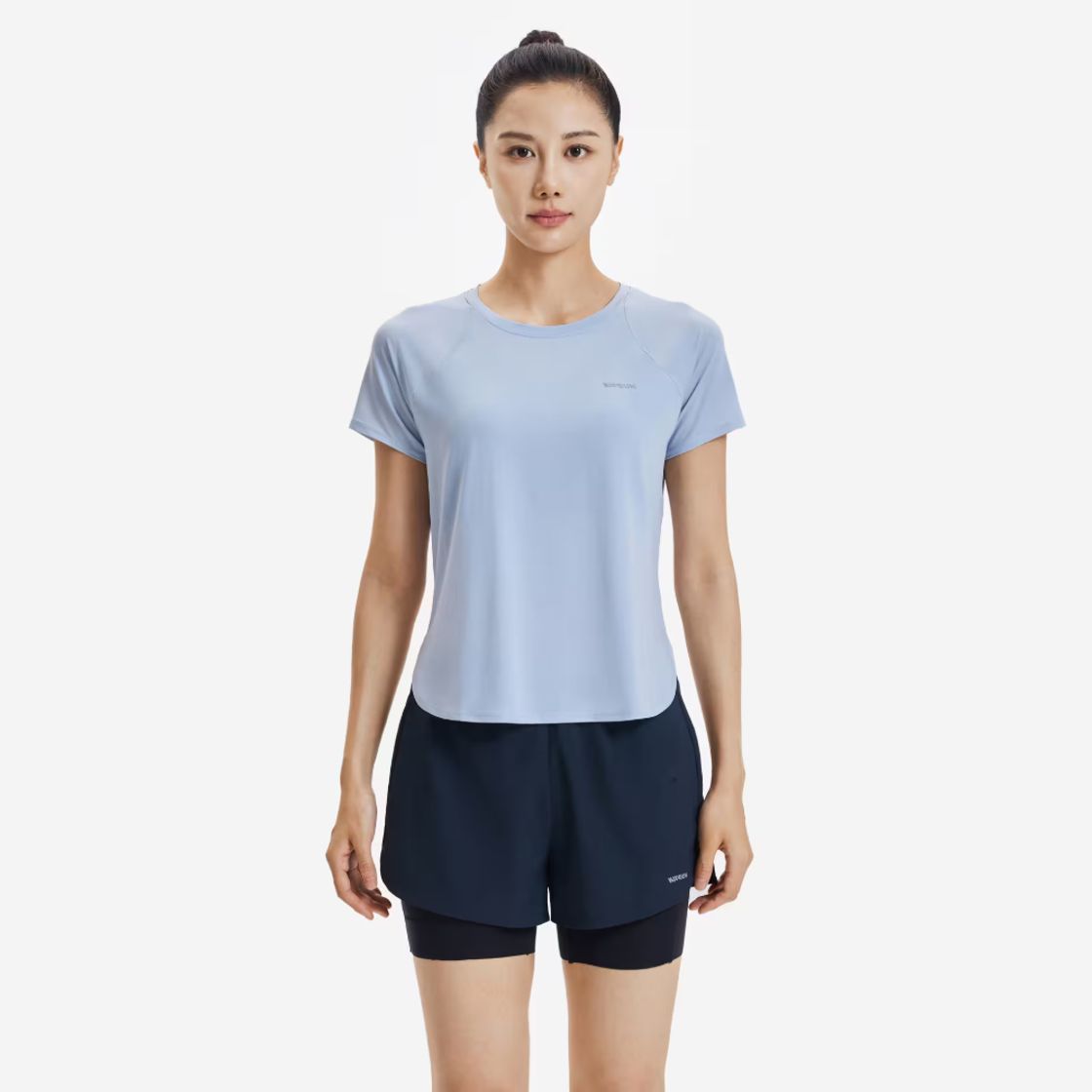 데카트론 여성 러닝 반팔 티 런 드라이 쿨링 500 포기 블루(Decathlon Women's Running Short Sleeve T-Shirt Run Dry Cooling 500 Foggy Blue) - 4
