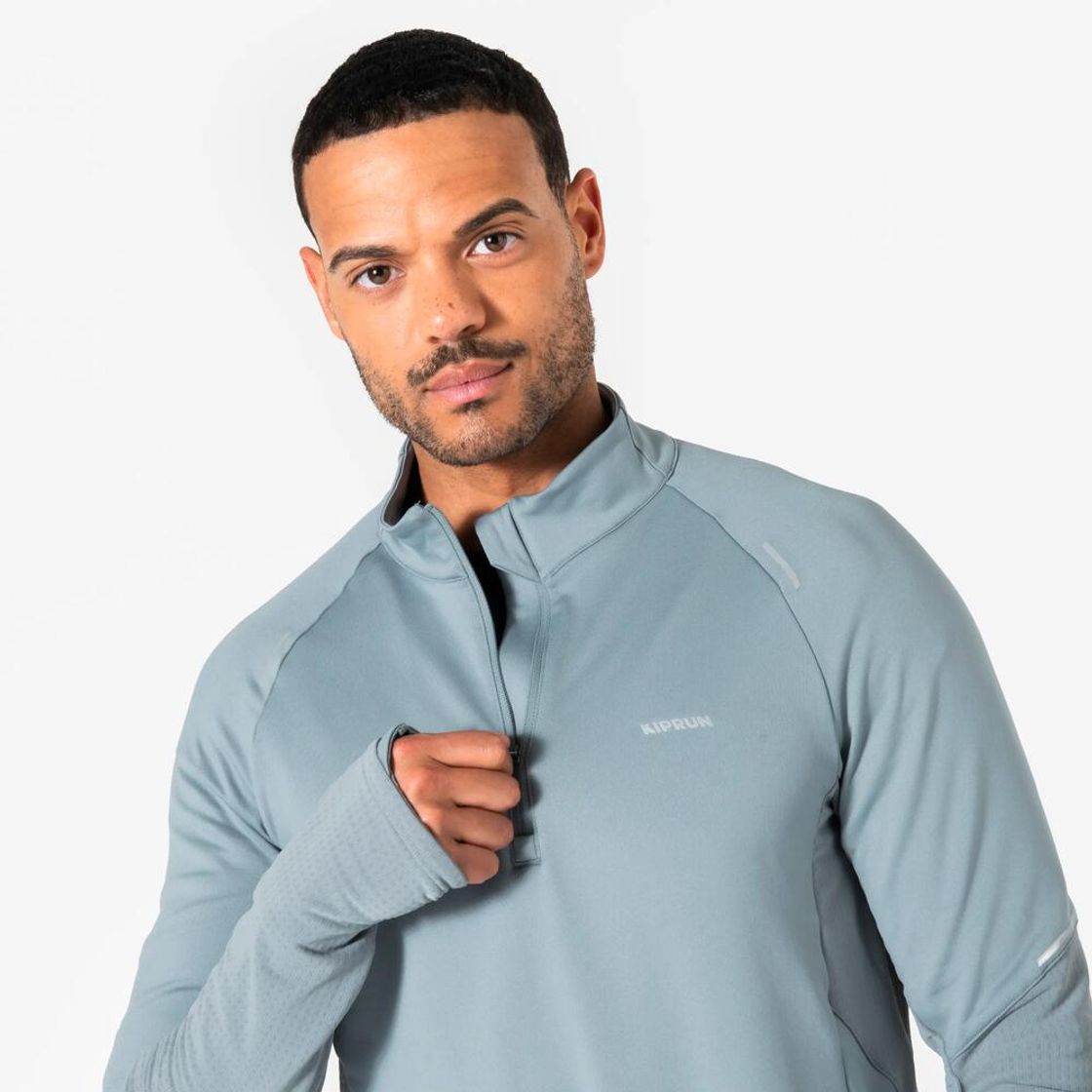 데카트론 남성 하프집 러닝 긴팔 티 런 웜 500 리버 그레이(Decathlon Men's Half-Zip Running Long Sleeve T-Shirt Run Warm 500 River Grey) - 7