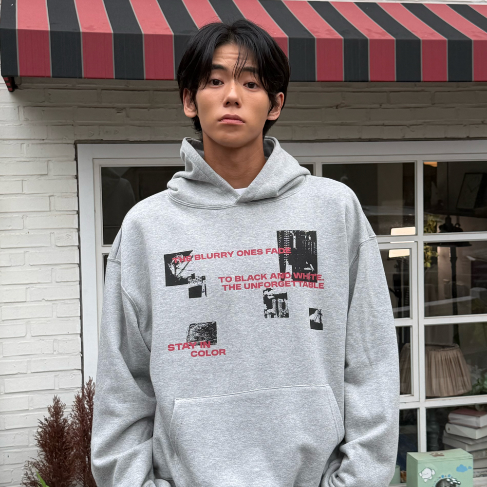 아모우 페이드 픽쳐 후디 그레이(AMOU Fade Picture Hoodie Gray) - 5