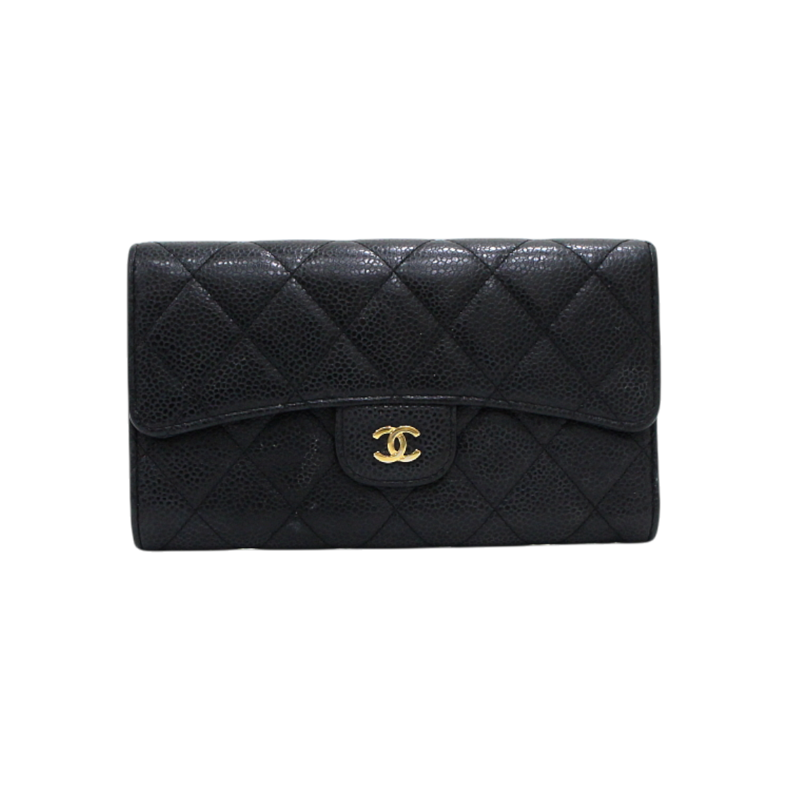 ITAGAB6UVVB2 Chanel Black Caviar CC Classic Flap Wallet