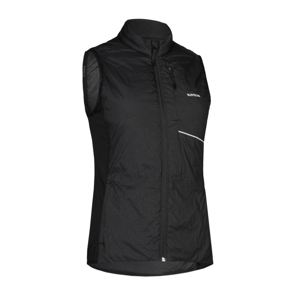 8911513 Decathlon Women's Running Padded Vest Run Warm 500 Smoke Black