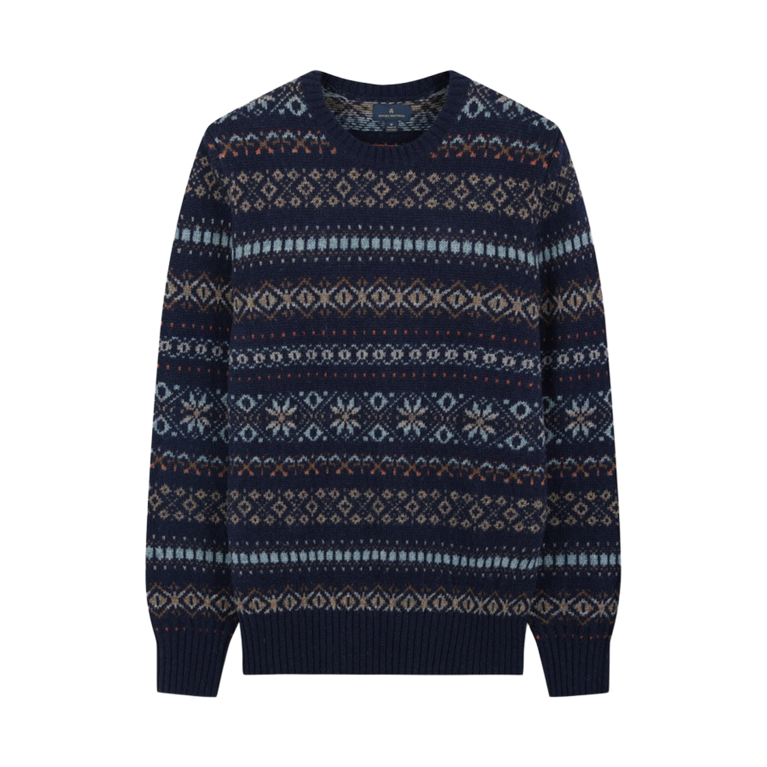 BBWRMMG405-ZNA BrooksBrothers Wool Fair Isle Crewneck Sweater Navy
