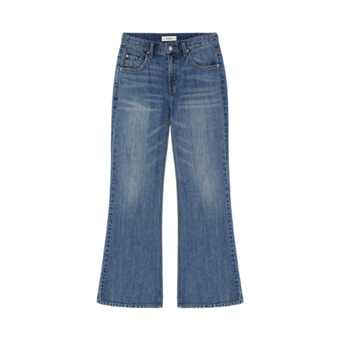 (W) 게스 로우라이즈 루즈 플레어 데님 미디엄 블루((W) GUESS Low Rise Loose Flare Jeans Medium Blue)