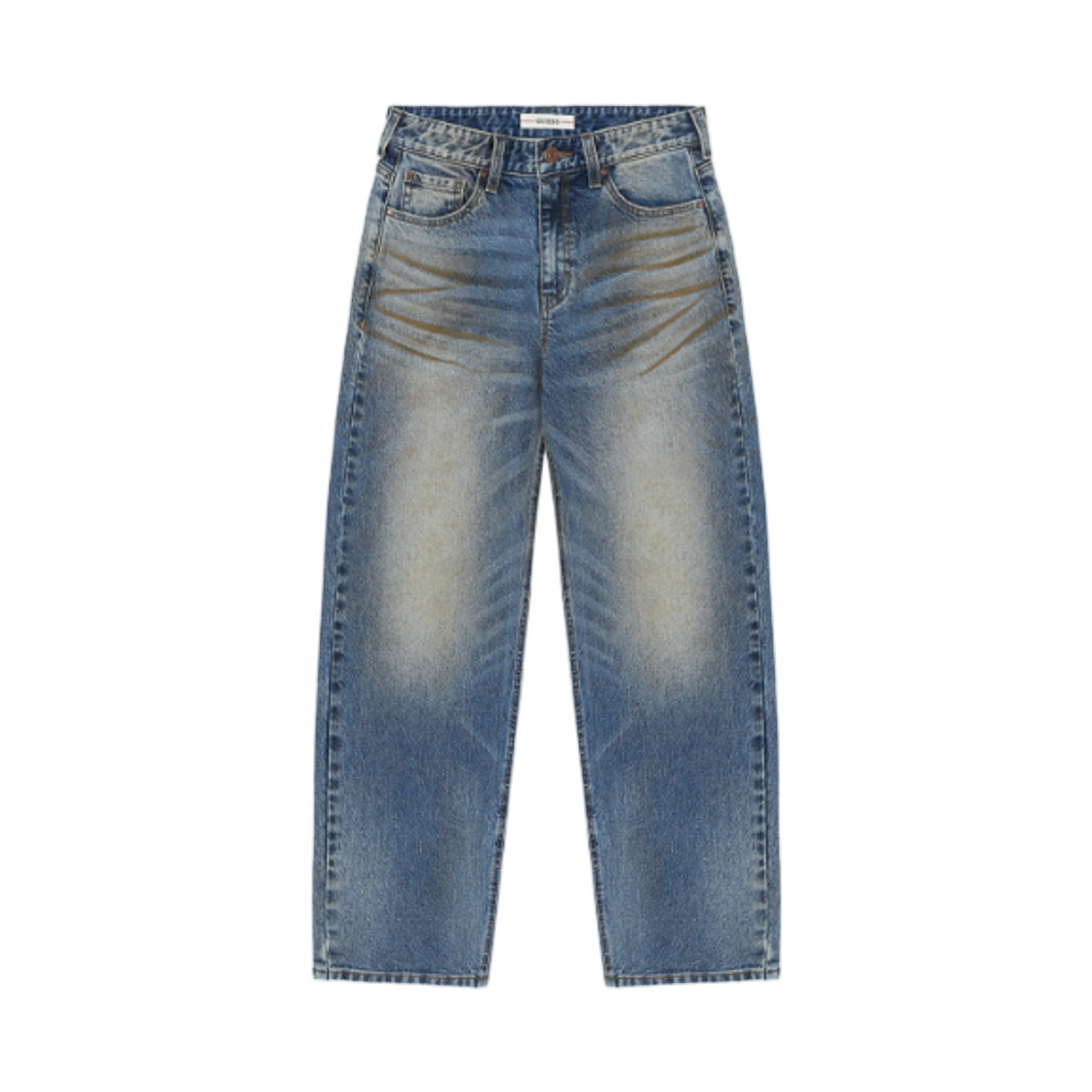 게스 안료 워싱 배럴 데님 다크 블루(GUESS Pigment Washed Barrel Jeans Dark Blue)