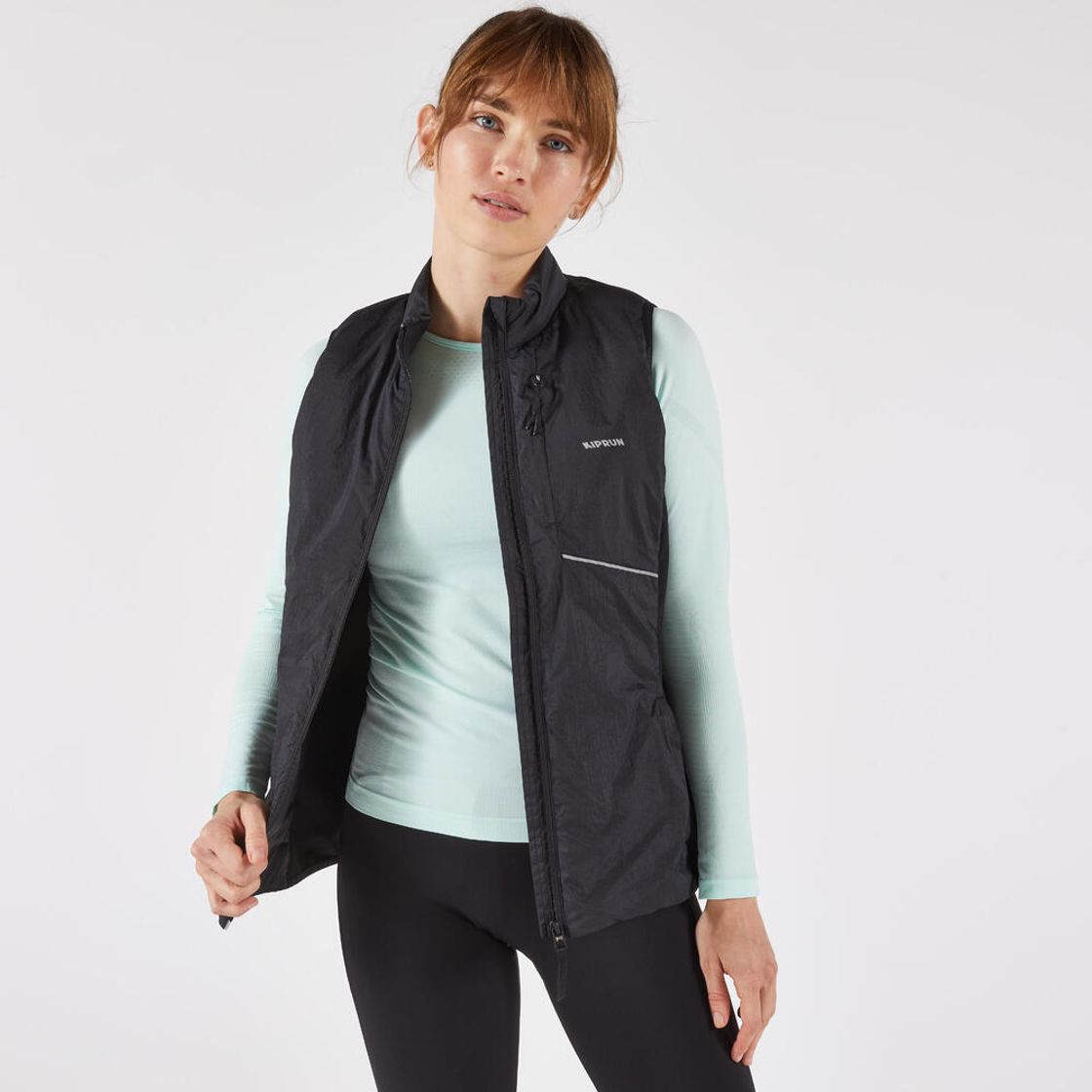 데카트론 여성 러닝 패딩 베스트 런 웜 500 스모크 블랙(Decathlon Women's Running Padded Vest Run Warm 500 Smoke Black) - 8