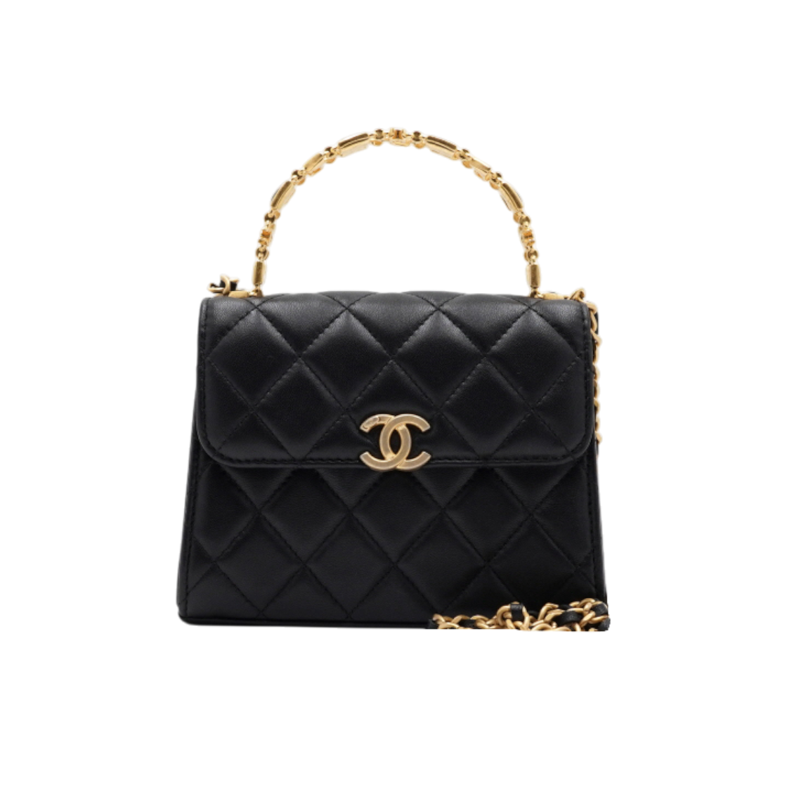 IT8VPPES2FHL Chanel Black Lambskin CC Logo Top Handle Bag