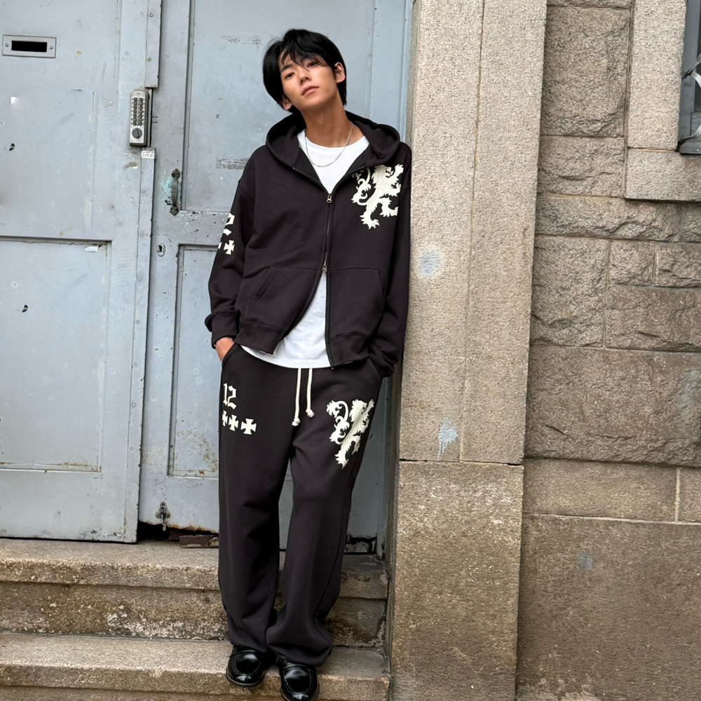 아모우 라이언 스웻 팬츠 블랙(AMOU Lion Sweat Pants Black) - 5