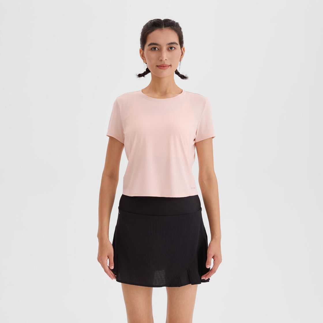 데카트론 여성 러닝 크롭 반팔 티 런 드라이 500 쿼츠 핑크(Decathlon Women's Running Cropped Short Sleeve T-Shirt Run Dry 500 Quartz Pink) - 2