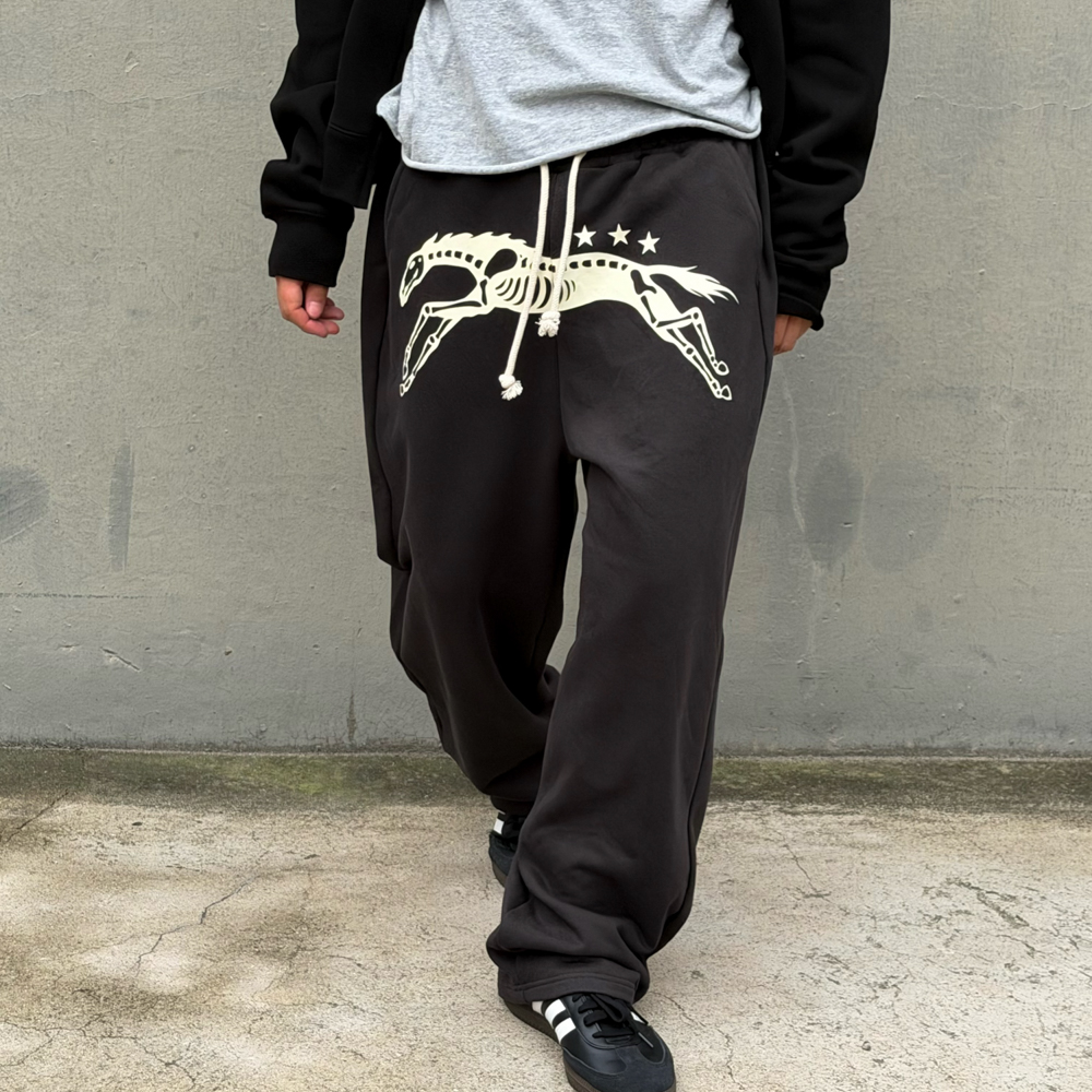 아모우 본 홀스 스웻 팬츠 블랙(AMOU Bone Horse Sweat pants Black) - 6