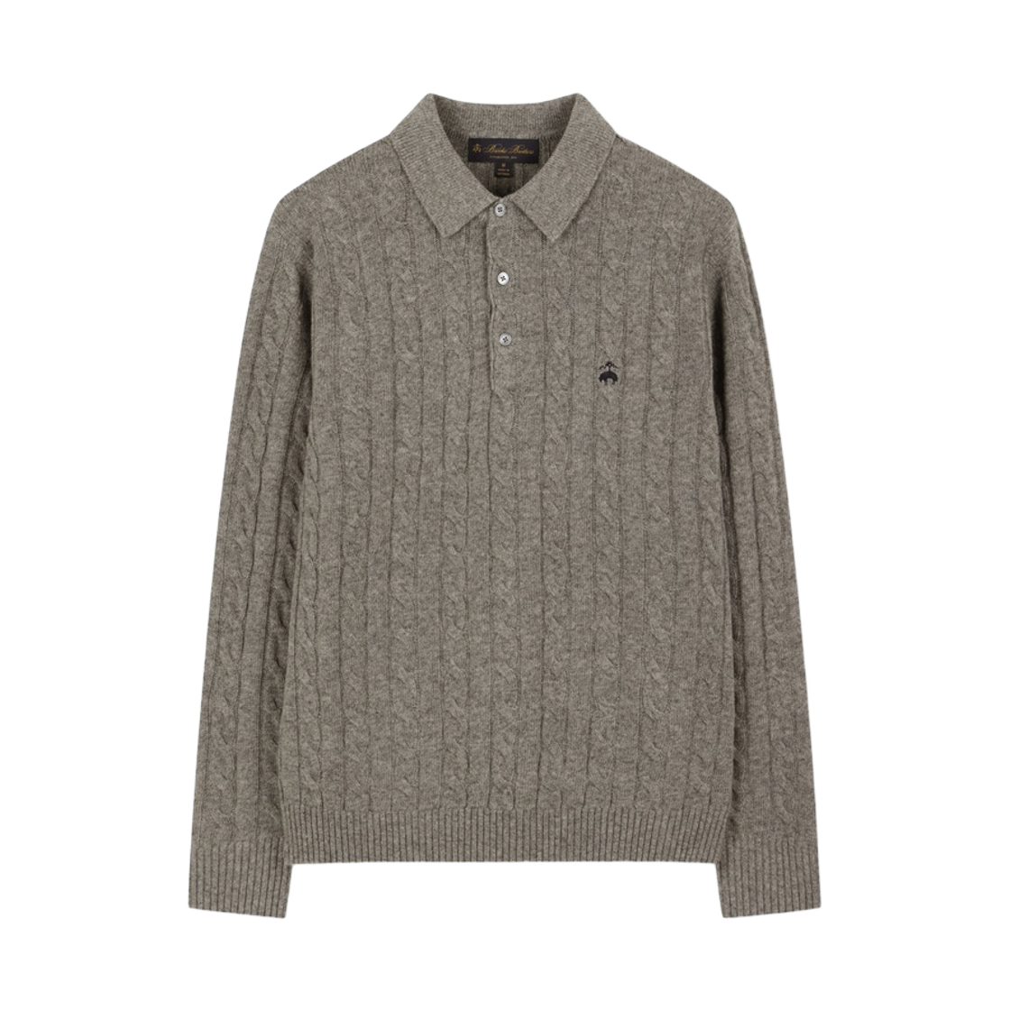 BBWTMBG407-ZGR BrooksBrothers Wool Cable Polo Sweater Grey