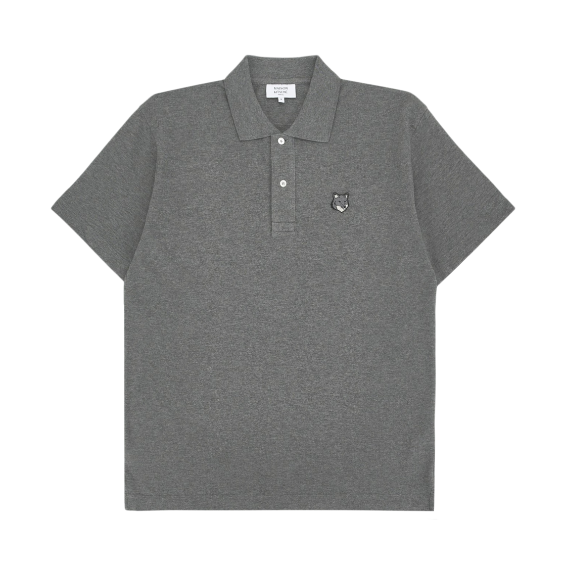 PM00210KP0001-H131 Maison Kitsune Fox Head Comfort Polo Medium Grey Melange