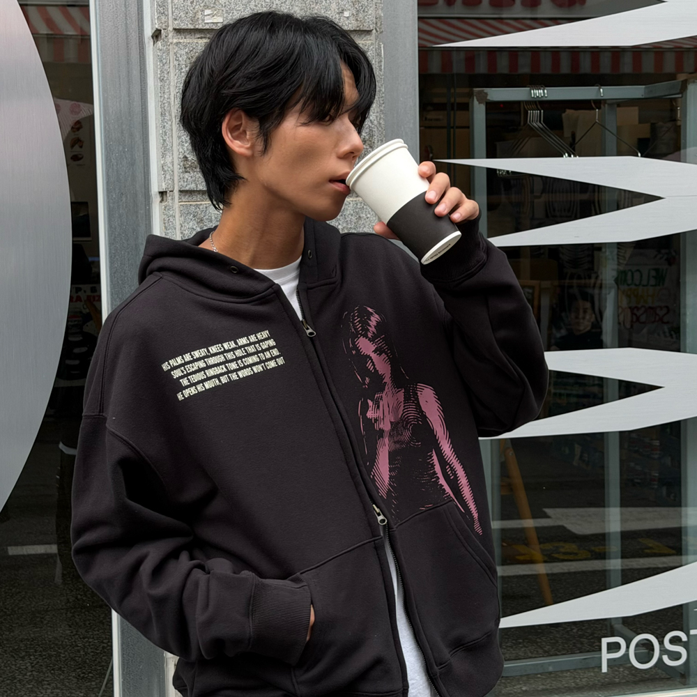 아모우 콜백 후디 집업 블랙(AMOU Call Back Hoodie Zip-up Black) - 6