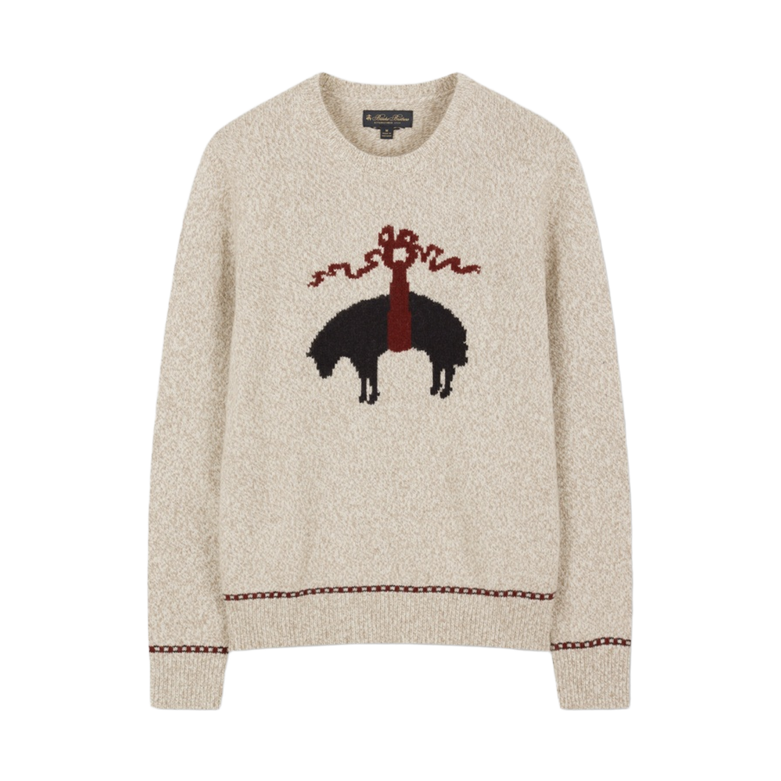 BBWRMMG403-ZBE BrooksBrothers Wool Golden Fleece Crewneck Sweater Beige