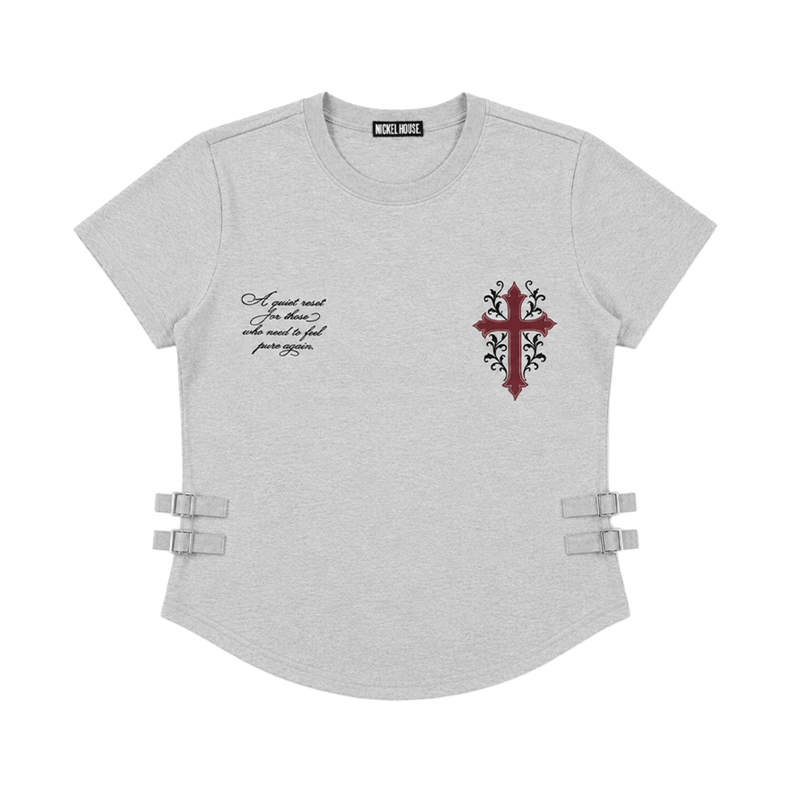 닉켈하우스 26 크로스 플로랄 크롭티 그레이(NICKEL HOUSE 26 CROSS FLORAL CROP TEE Gray)