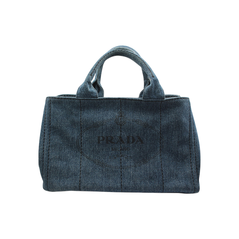 ITVGPQDAANQH Prada Blue Denim Tote Bag