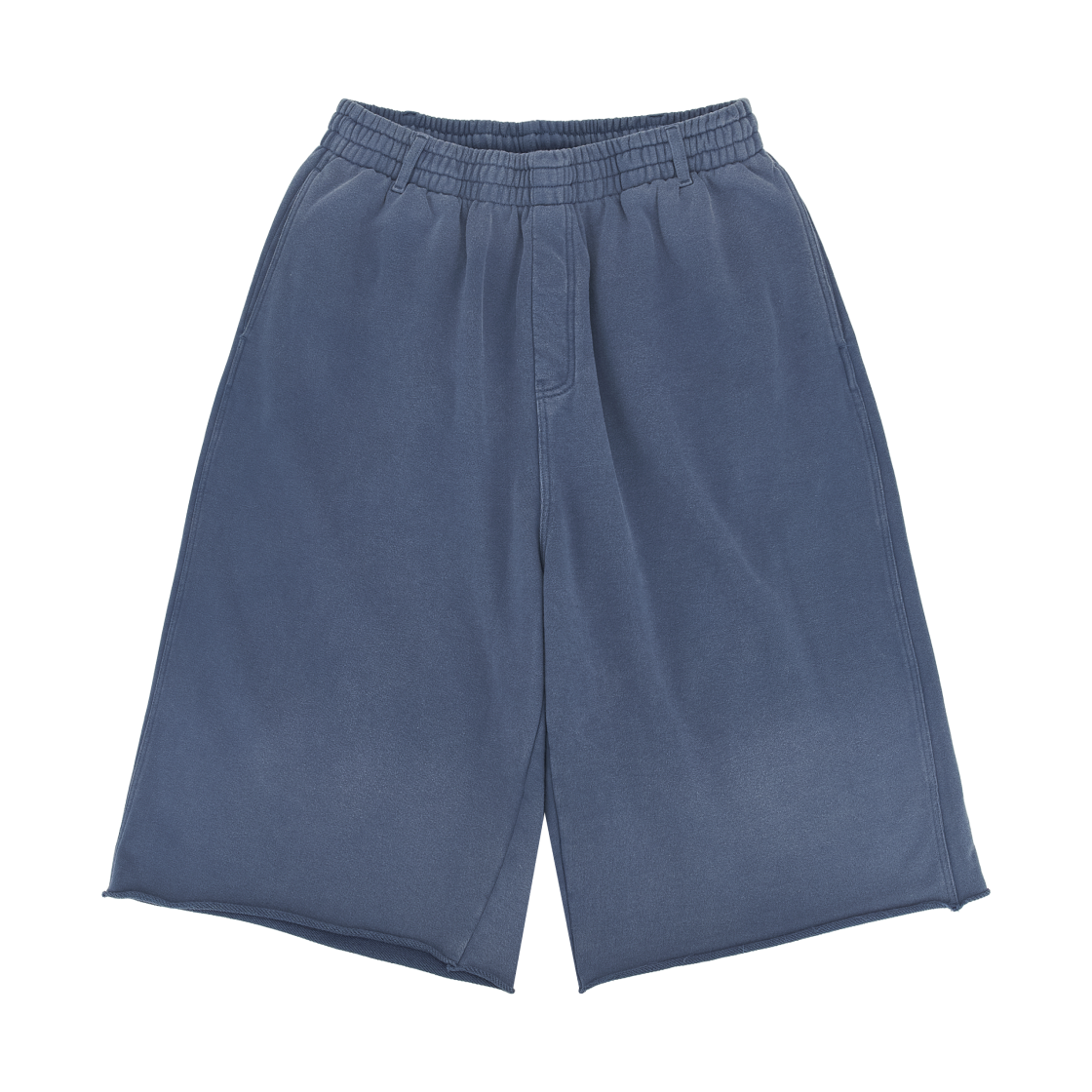 MK2611PT305UMB Matin Kim Vintage Washed Back Logo Bermuda Sweatpants In Smoke Blue