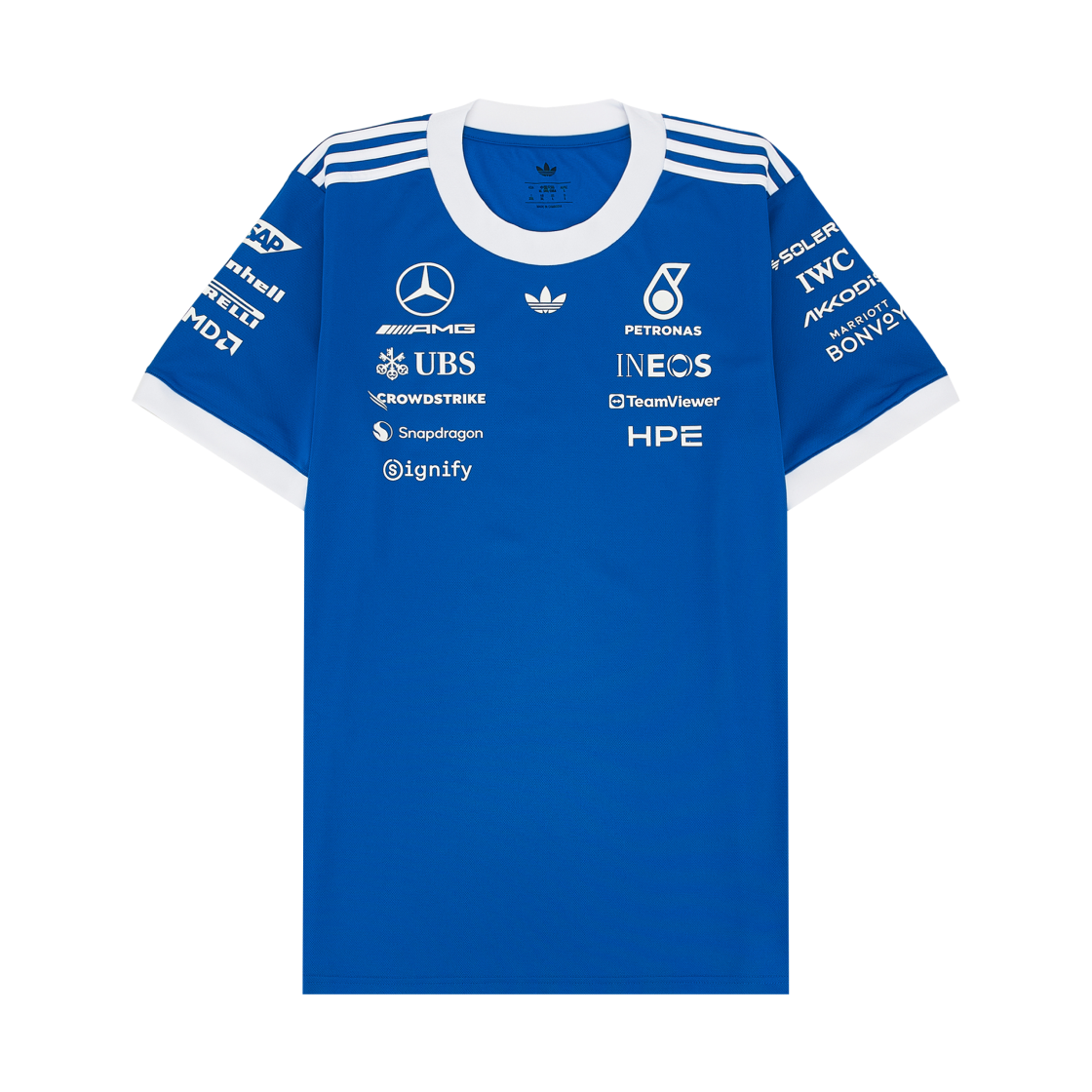 KW1660 Adidas x Mercedes AMG F1 Team Blue Wonder Driver Jersey Bluebird White - KR Sizing (Non Marking Ver.)